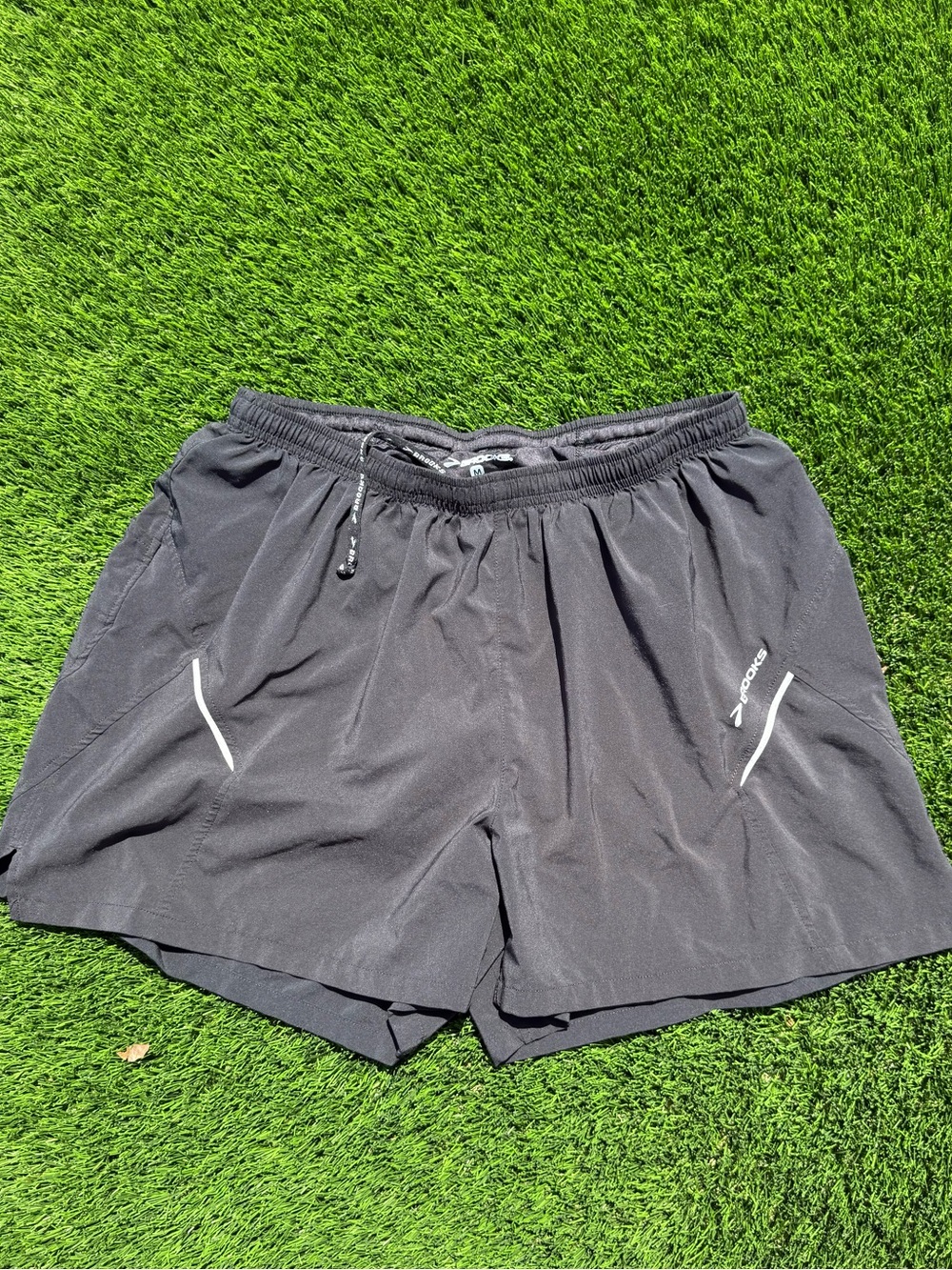 Brooks Black Men's Athletic Running Shorts with Reflective Accents
